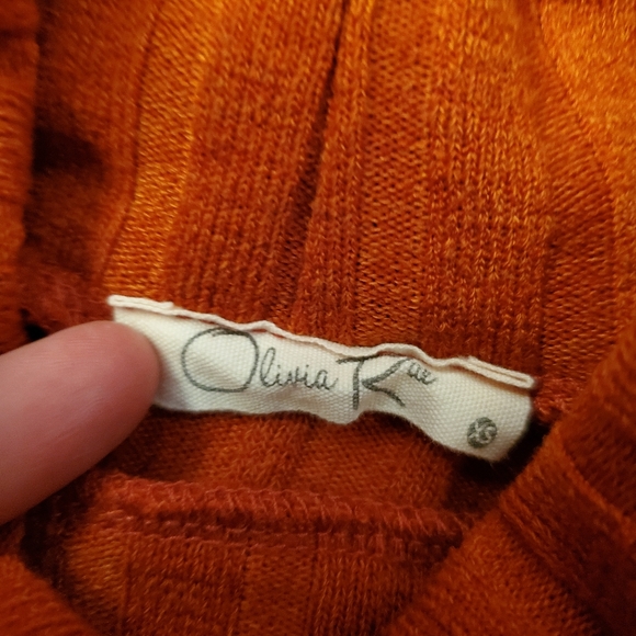 Olivia Rae Size XS Burnt Orange Ribbed Turtleneck Sweater - Picture 4 of 6